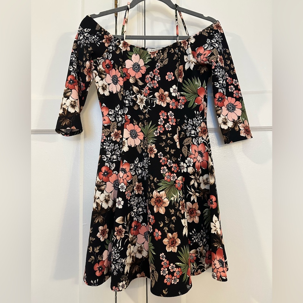 Papaya off shoulder long sleeve mini dress